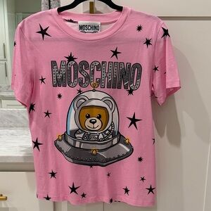 Moschino Pink Tee with Bear Astronaut Design